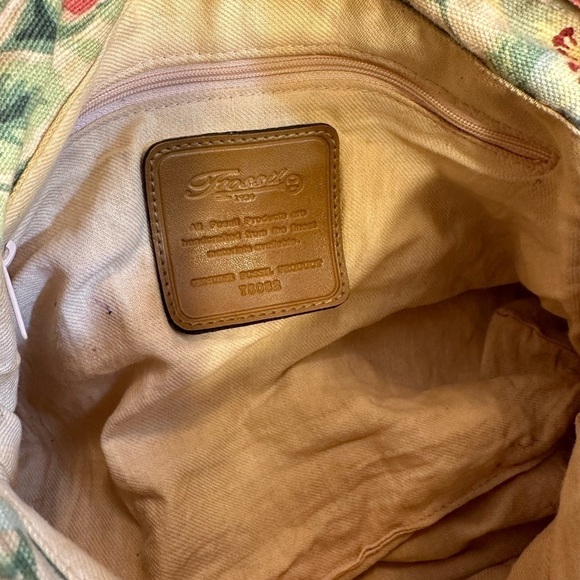 Fossil 1954 Key Pink Woven Straw Leather Floral Lining Spring Shoulder Hand Bag - Picture 3 of 8